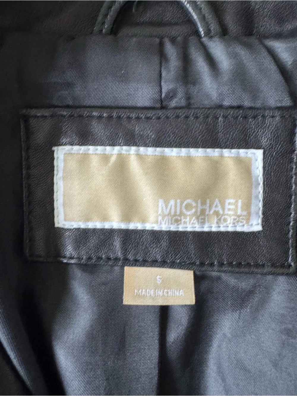 Michael Kors Black Leather Moto Jacket with Zip Pockets